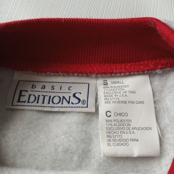 Basic Editions Vintage Sport Gray Holiday Crew Neck Sweater Women's Size Small - Picture 3 of 12